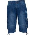 Enzo Mens Cargo Combat Denim Shorts - Blue Cotton - Size 34 (Waist)