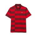 Lacoste Mens SPORT Bordeaux / Red Striped Golf Polo Shirt - Size Large
