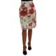 Dolce & Gabbana Womens Floral Patterned Pencil Straight Skirt - Brown - Size Medium