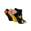 Wildfeet Womens Wild Feet - 3 Pack Ladies Novelty Animal Themed Low Cut Trainer Socks - Yellow Cotton - Size UK 4-6.5