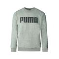 Puma Mens Velvet Taped Logo Grey Sweatshirt Cotton - Size X-Large