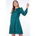 Roman Lace Swing Stretch Dress in Green - Size 12