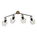 Industrial ceiling lamp black with wood 4-light - Sven