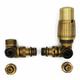 Right Version with pex Connectors Antique Brass Thermostatic + Lockshield Angled Valve Set Double-Pipe Radiator