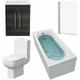 Bathroom Suite 1600mm Single Curved Bath Toilet Basin Sink Vanity Unit Charcoal - White