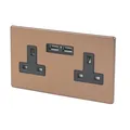 Varilight Bronze Effect Double Usb Socket, 2 X