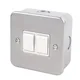 10A Grey Double 2 Way Metal-Clad Switch With White Inserts