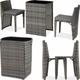 Tectake - Rattan garden bistro set Hamburg 2 Chairs, 1 Table - garden tables and chairs, garden furniture set, outdoor table and chairs - grey - grey