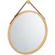 Relaxdays - Round Hanging Mirror, Adjustable Strap, Bamboo Frame, Modern, Floor & Bathroom, ∅: 45 cm, Natural