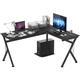 Homcom - L-Shaped Corner Computer Desk Laptop Workstation pc Table Home Office - Black