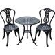 Outsunny - Garden Bistro Set Outdoor Table Chairs Aluminium Patio Lawn Furniture - Black