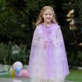 Little Girls Princess Sequins Cosplay Cape for Halloween, Purple / 65cm