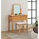 Hallowood Furniture - Hereford Light Oak Dressing Table Set with Stool and Mirror, Wooden Console Table with Swivel Mirror & Stool with Grey Padded