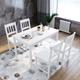 Elegant - Dining Table and 4 Chairs Solid Pine Nature Kitchen Living Room Furniture Wood Dining Room Set White