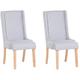 Set of 2 Traditional Parsons Dining Chair Light Grey Fabric Wooden Legs Chambers - Light Wood