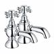 Aquariss - Pair of Bathroom Sink Basin Taps Twin Cross Head Handles Brass Faucet Polished Chrome Basin Pillar Taps Traditional Victorian