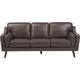 Modern 3 Seater Sofa Upholstered Faux Leather Solid Oak Wood Legs Brown Lokka - Brown