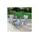 Rattan Armchair Bistro Set 2 Chairs & Table Garden Furniture Outdoor Patio Set - Grey