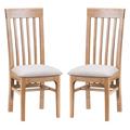 Nassau Natural Oak Dining Chair With Fabric Seat In Pair