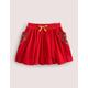 Embroidered Woven Twirly Skirt Red Girls Boden, Rockabilly Red Embroidery