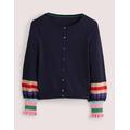 Metallic Frill Stripe Cardigan Multicouloured Women Boden, Navy Multi Cuff