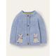 Newborn Crochet Cardigan Blue Baby Boden, Frosted Blue Marl Bunnies