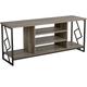 Modern Industrial tv Stand Open Shelves Dark Wood Finish Metal Frame Forres - Dark Wood