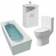 Bathroom Suite Bath 1700 Single Ended Straight Basin Sink Vanity Unit Toilet wc - White