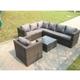 Dark Grey Mixed pe Rattan Corner Sofa Set Outdoor Garden Furniture Square Coffee Table Armchair With Thick Cushion - Fimous