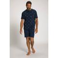 Plus Size Minimal Print Short Pajama Set., Man, blue, size: 5XL, cotton, JP1880