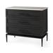 Divina Dark Brown Wood w/ White Marble Top & Black Iron Frame Accent Cabinet