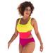 Plus Size Women's Color Block Cut Out One Piece Swimsuit by Swimsuits For All in Pineapple Fruit Punch (Size 14)