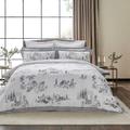 Dorma Pelion Toile Slate Cotton Duvet Cover and Pillowcase Set White