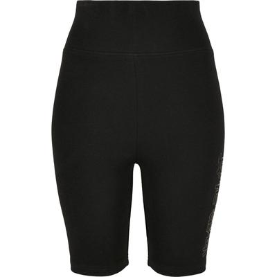 Stoffhose URBAN CLASSICS "Urban Classics Frauen Ladies High Waist Branded Cycle Shorts", Damen, Gr. S, US-Größen, schwarz (schwarz, schwarz), 95% Baumwolle, 5% Elasthan, unifarben, skinny fit, Hosen Radlerhose Image