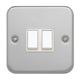 Contactum White Metal Clad Switch, 2 Way, 2 Gang, Metal Clad