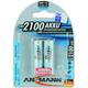 Ansmann MaxE AA NiMH Rechargeable AA Batteries, 2.1Ah, 1.2V - Pack of 2