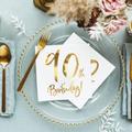 White And Gold 90th Birthday Party Napkins X 20
