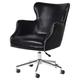 Black Aged Leather Office Chair On Castors