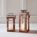 Set Of Two Salcombe Wooden Candle Lanterns