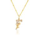 Gold Plated F Initial Necklace With Mother Of Pearl, Gold