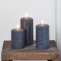 Grey Distressed LED Pillar Candle Trio