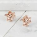 9ct Rose Gold Daffodil And Diamond Earrings, Gold