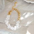Gold Plate Curb Chain And Quartz Crystal Bracelet, Gold
