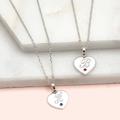Sterling Silver Birthstone Initial Heart Necklace, Silver