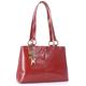 Catwalk Collection Handbags - Patent Leather Shoulder Bag For Women - Medium Tote Bag - Handbag With Multiple Compartments - BELLSTONE - Red