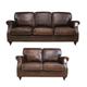 Vintage Luxury 3+2 Seater Settee Sofa Suite Distressed Brown Real Leather