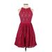 mattox Casual Dress - Fit & Flare: Pink Jacquard Dresses - Women's Size 0