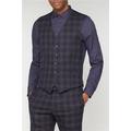 Ben Sherman Navy Blue Caramel Check Slim Fit Men's Suit Waistcoat