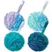 Colorful 4-Pack Bath Shower Soft Sponge Exfoliating Body Scrubber Pouf Bath Sponges- Flower Color Sponges