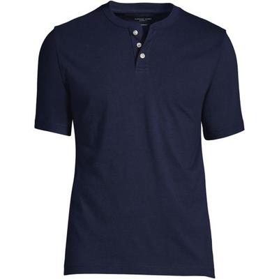 Super-T Henley Short Sleeve T-shirt, Men, size: 50-52, regular, Blue, Cotton, by Lands' End